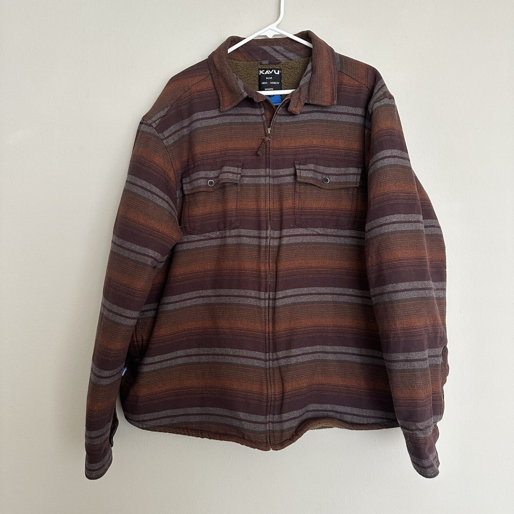 Kavu Oswald Quilt Lined‎ Flannel Jacket Harvest Colors Size Xxl Full Zip